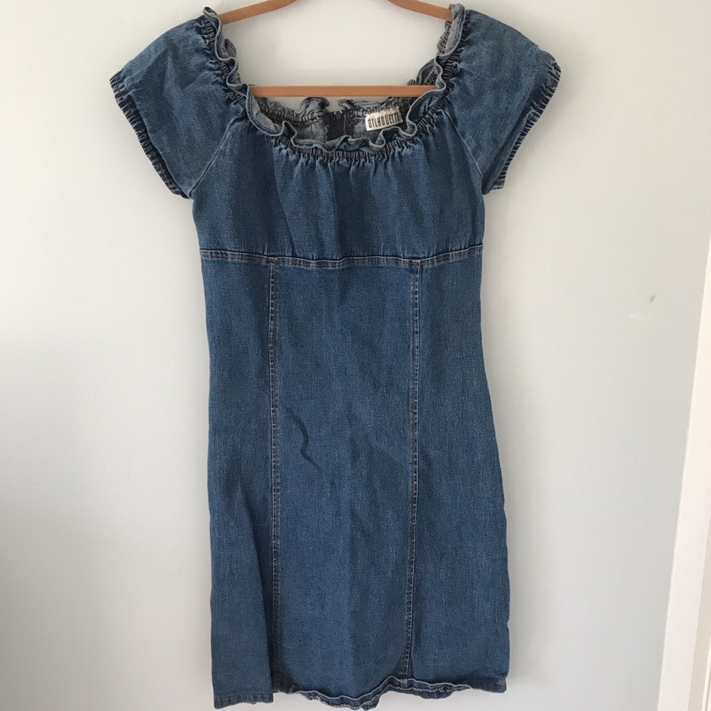 Vintage denim dress 90s reformation inspo